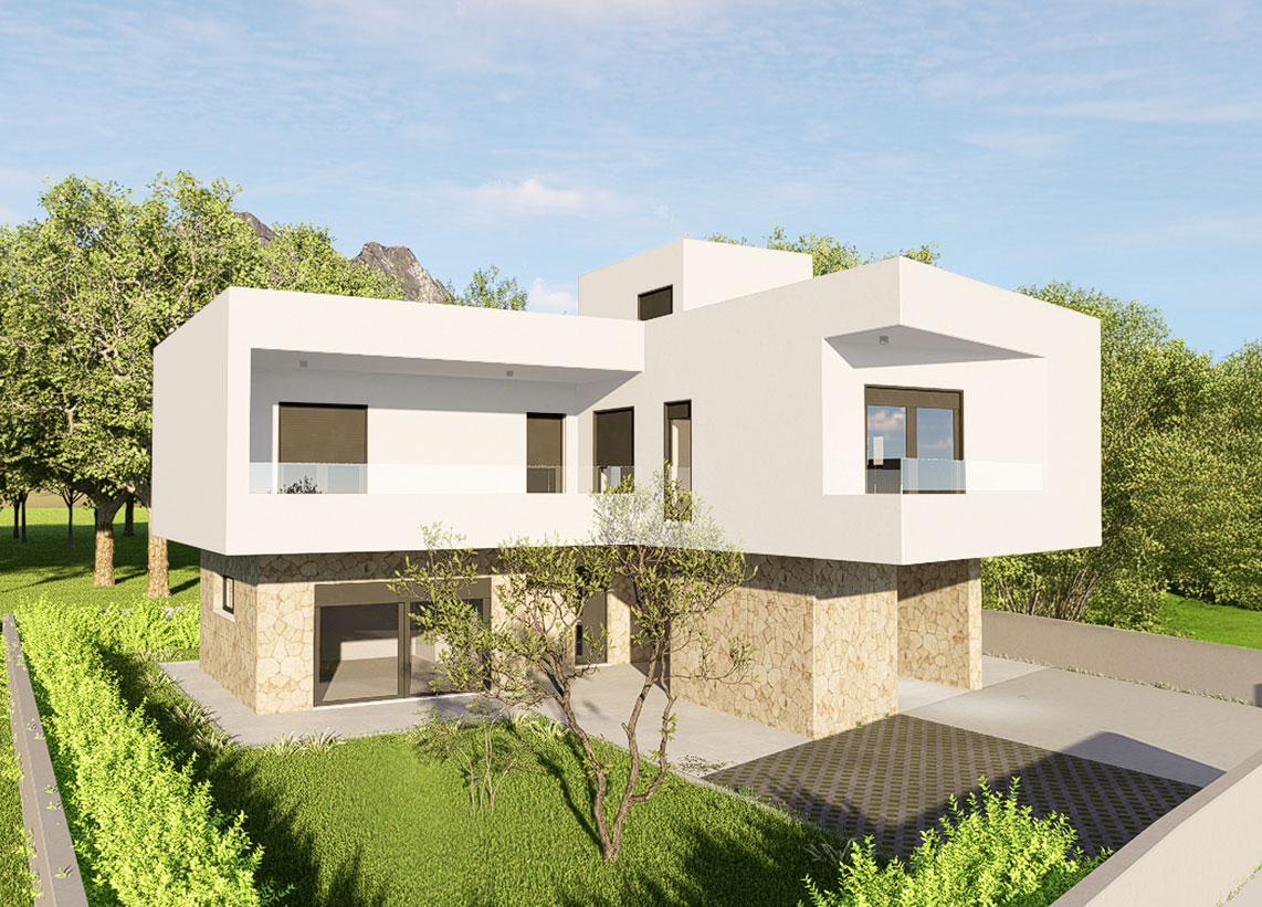 House facade with color applied